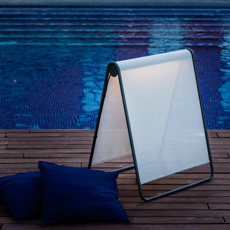 A freestanding outdoor lamp.