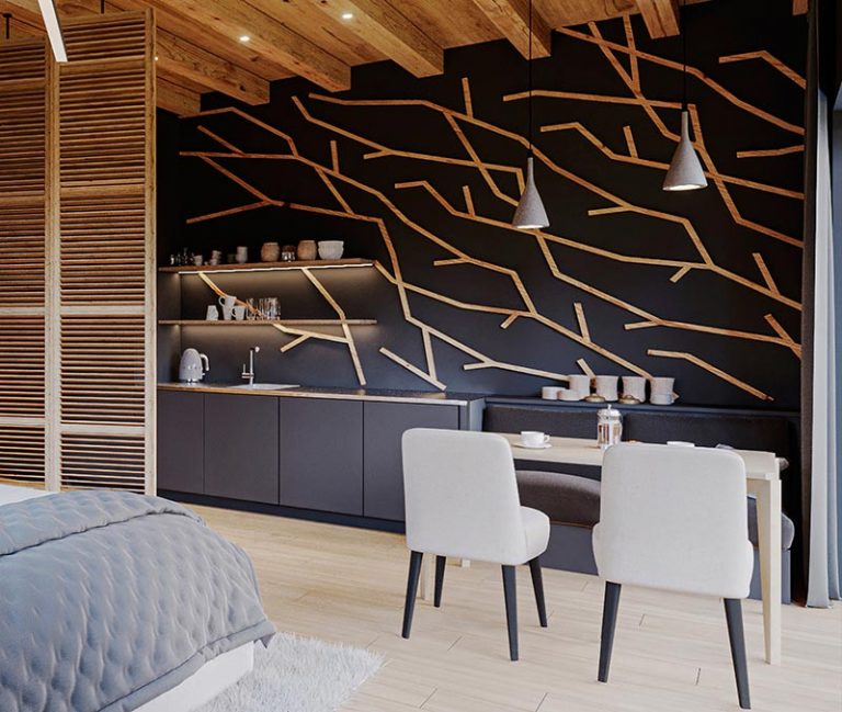 Accent Walls Designed To Look Like Branches