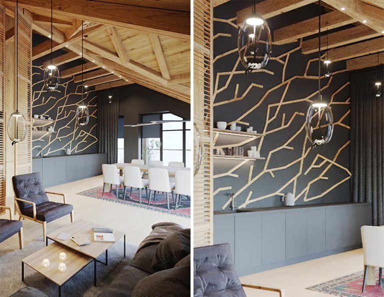 Accent Walls Designed To Look Like Branches