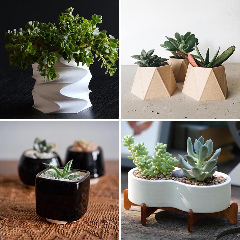 Modern succulent pots to display your tiny house plants.