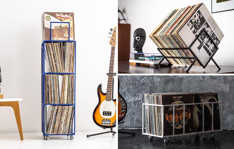 Vinyl record storage ideas - tall towers, to crates, and table top solutions.