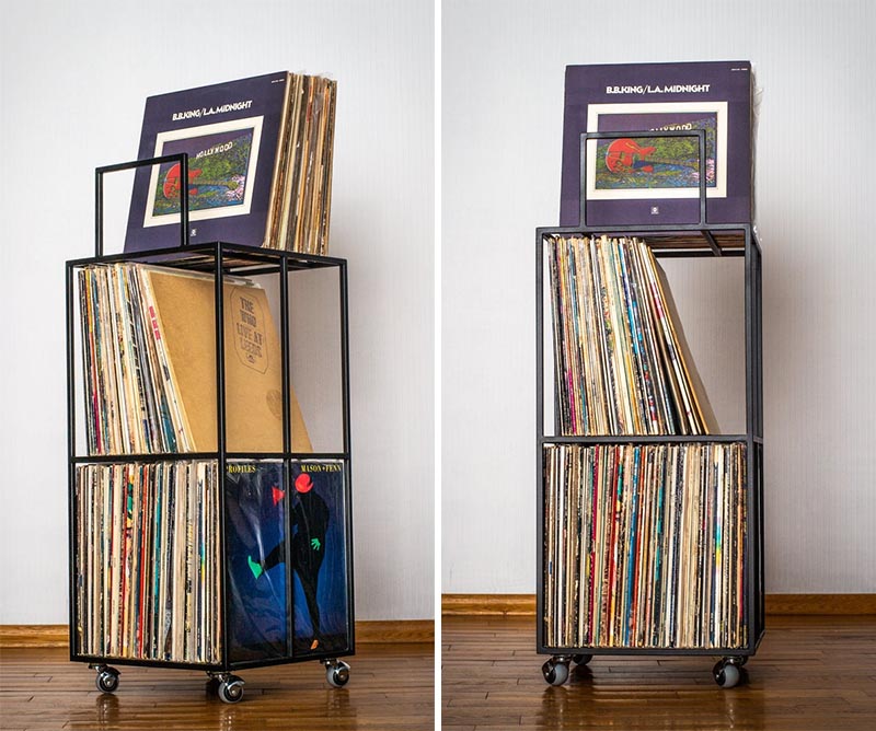 A standalone solution for vinyl record storage.
