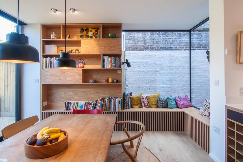 A Home Extension Made Space For This Window Seat And Bookshelf