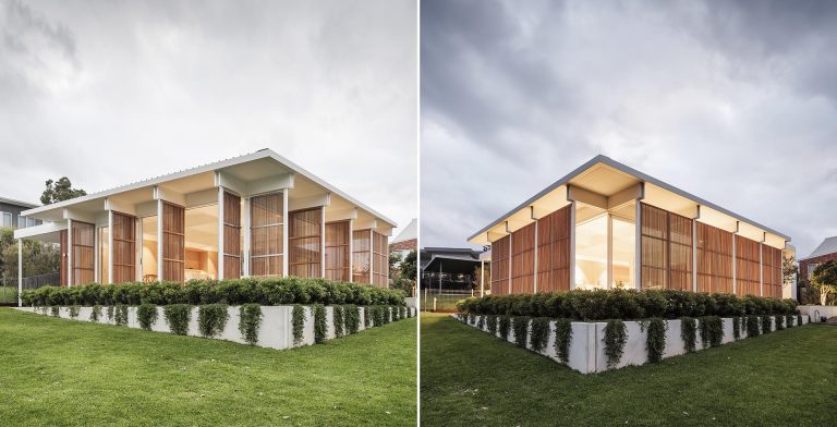 Large Wood Screens Provide Privacy And Protect This Beach House