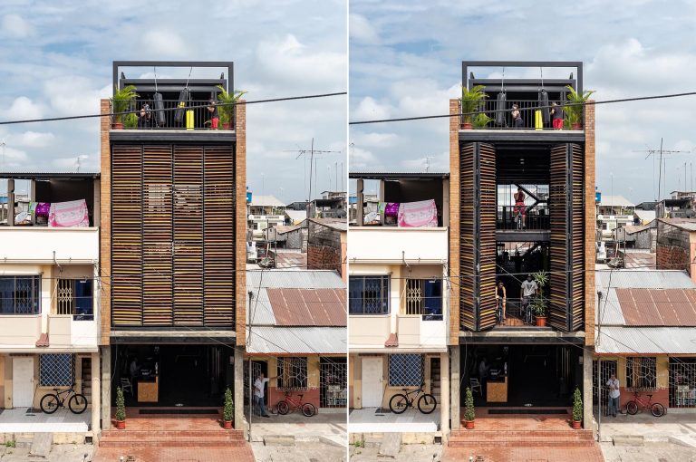 Extra-Large Window Screens Protect This Building From Rain And Sun