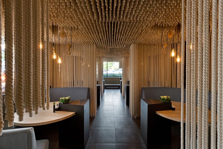 Room Dividers Made From Rope Make This Restaurant A Unique Experience