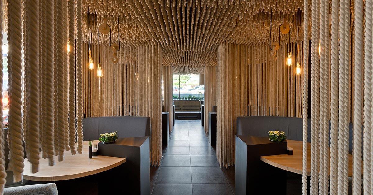 Room Dividers Made From Rope Make This Restaurant A Unique Experience