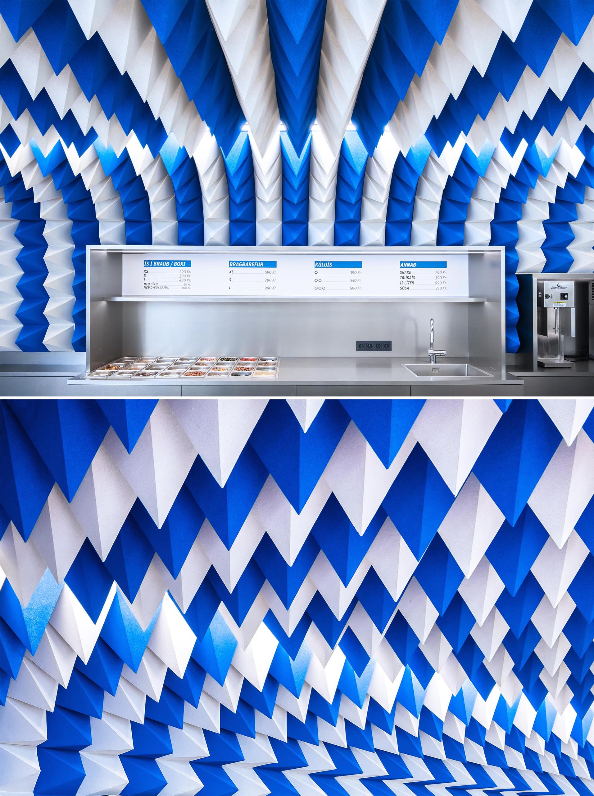 This Ice Cream Shop Gets Your Attention With An Eye Catching Sculptural Ceiling Installation