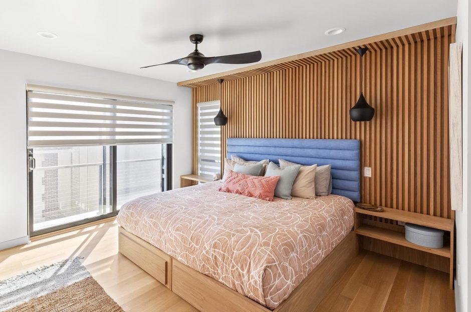 bedroom with accent wall