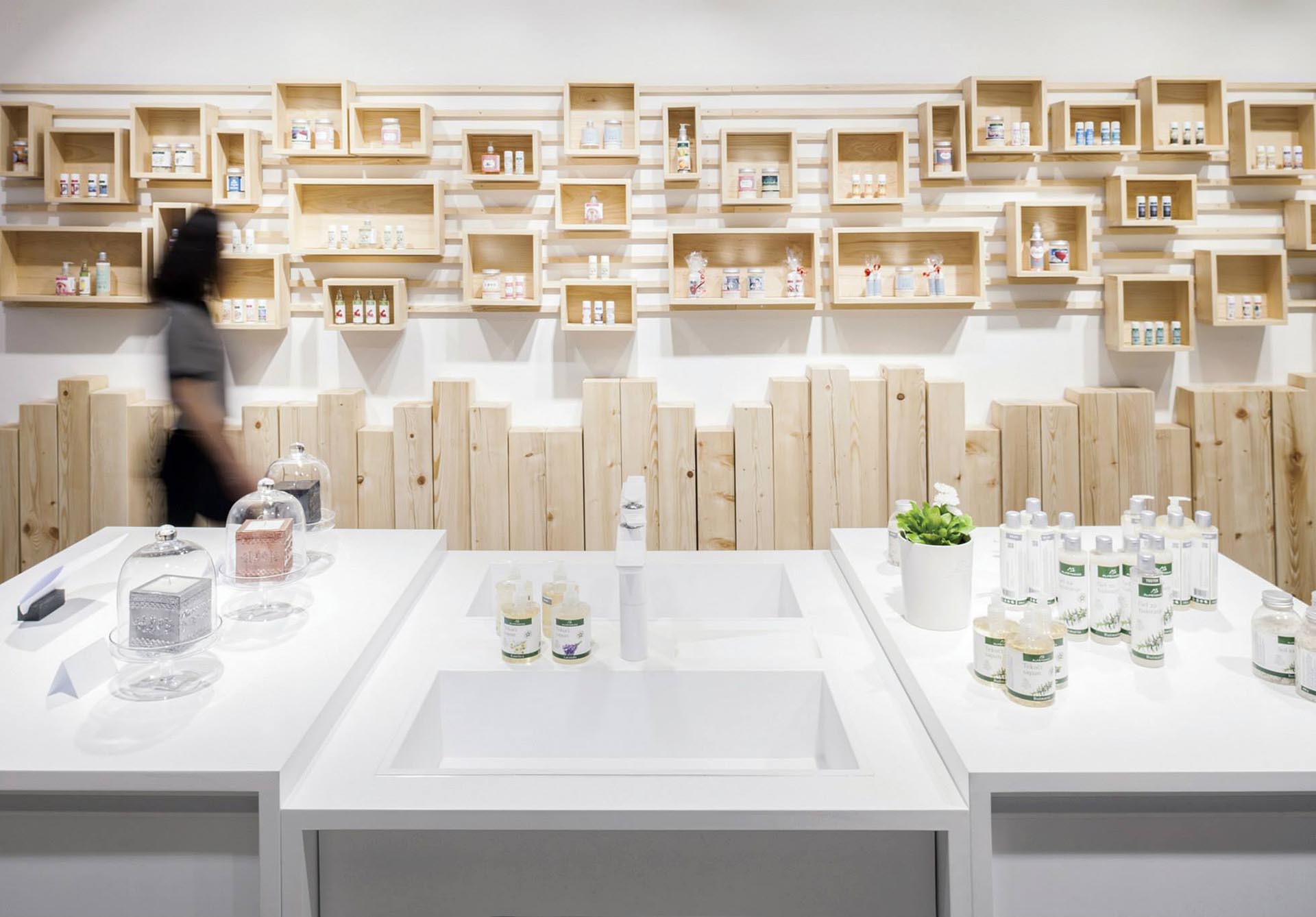 A french cleat shelving system was created for a retail store.