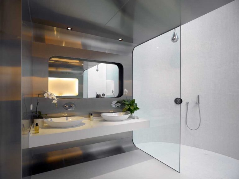 This Modern Bathroom With Curved Walls Looks Easy To Clean