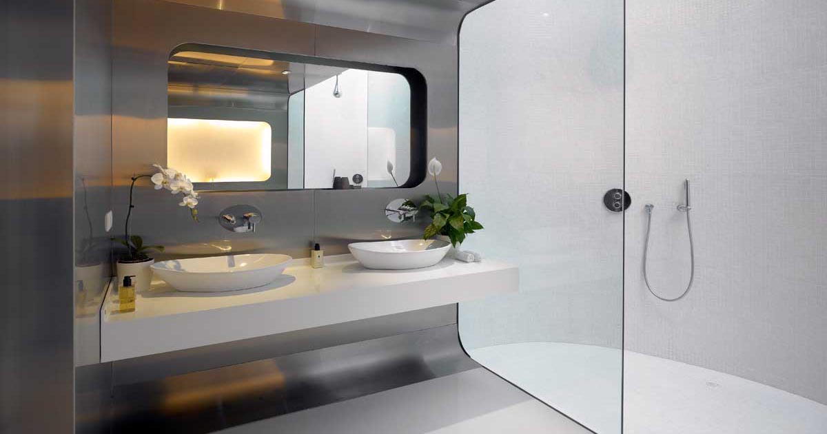 This Modern Bathroom With Curved Walls Looks Easy To Clean