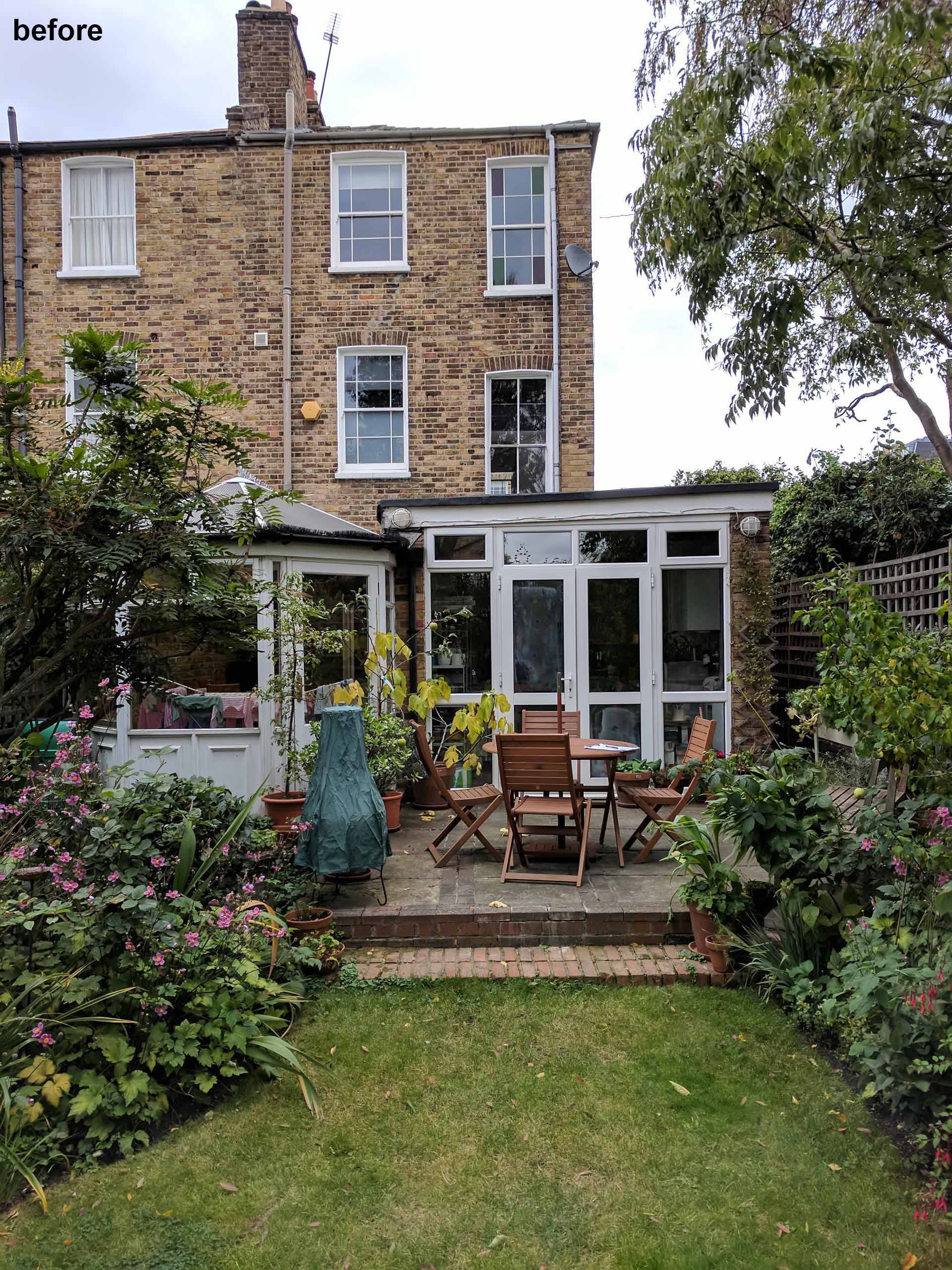 Before photo of a London brick house.