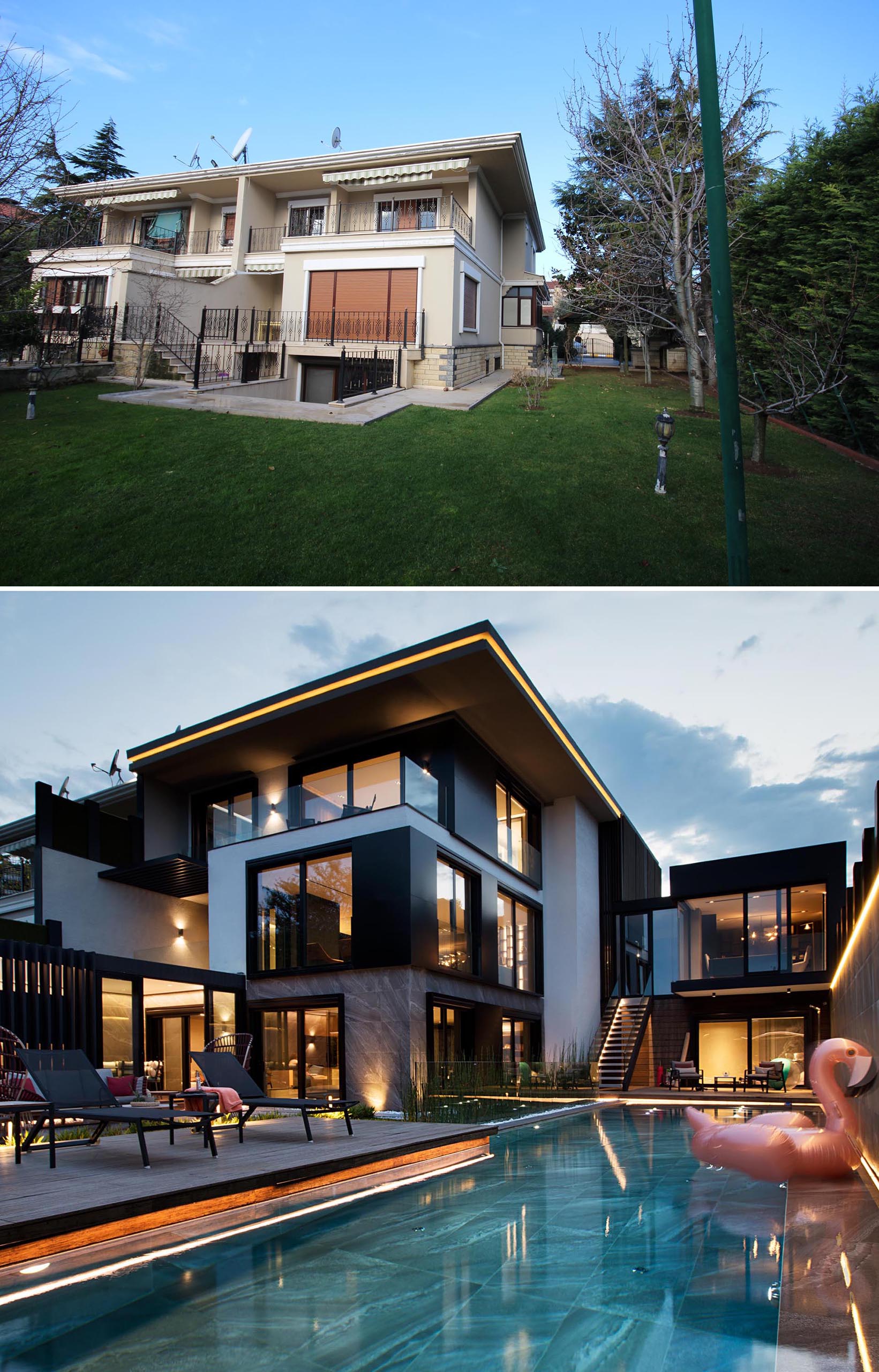 A modern house and yard renovation.