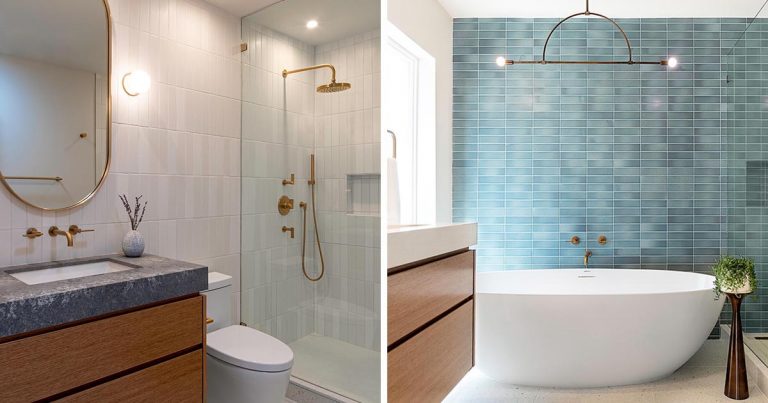 Two Bathrooms In The Same Home That Each Have A Distinct Style