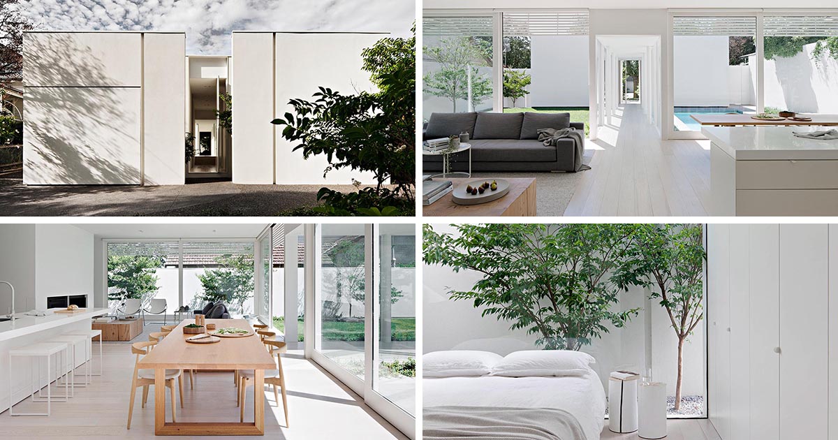The Minimalist White Exterior Of This Modern House Opens To A Matching White Interior