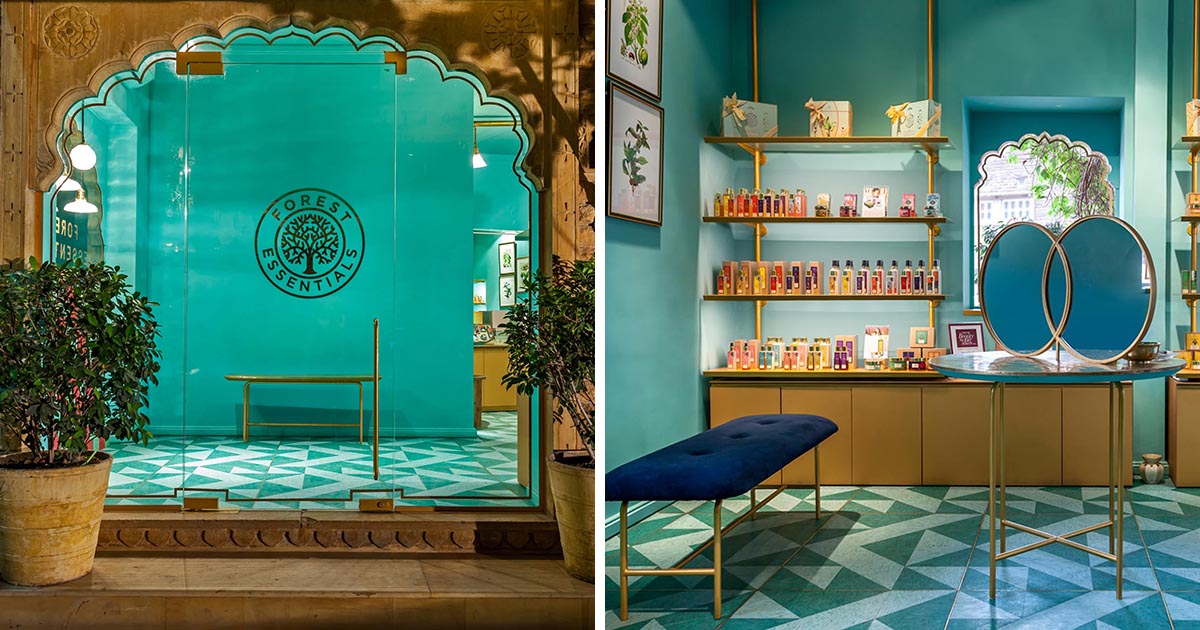 Teal Walls And Gold Accents Provide The Aesthetic For This Store Design To Grab Attention
