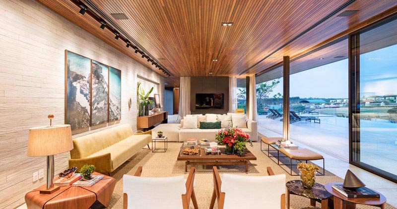 A Wood Ceiling Elongates The Interior Of This House In Brazil