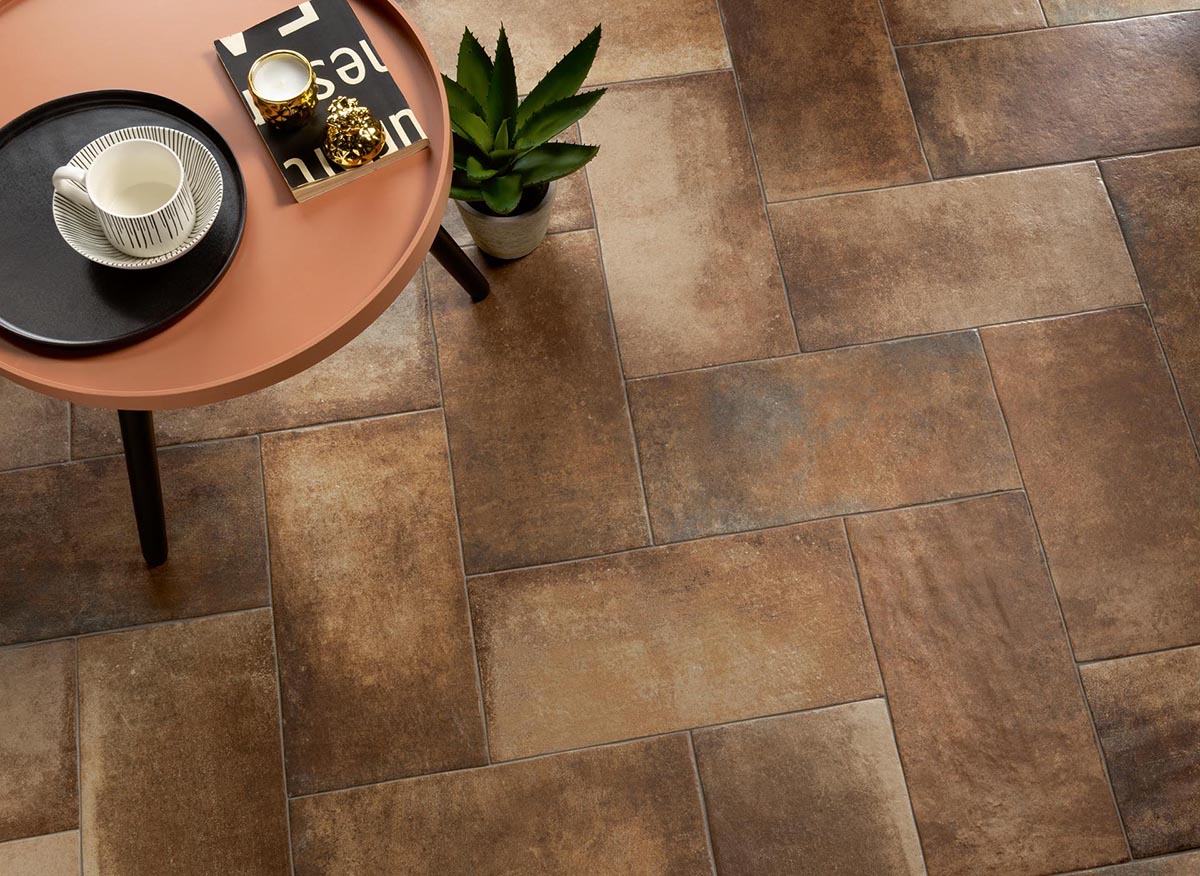 Earthy tiles with a natural tone that's inspired by Fall (Autumn).