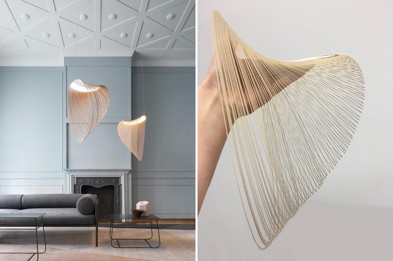 An LED And Laser-Cut Wood Combine To Create This Sculptural Pendant Light