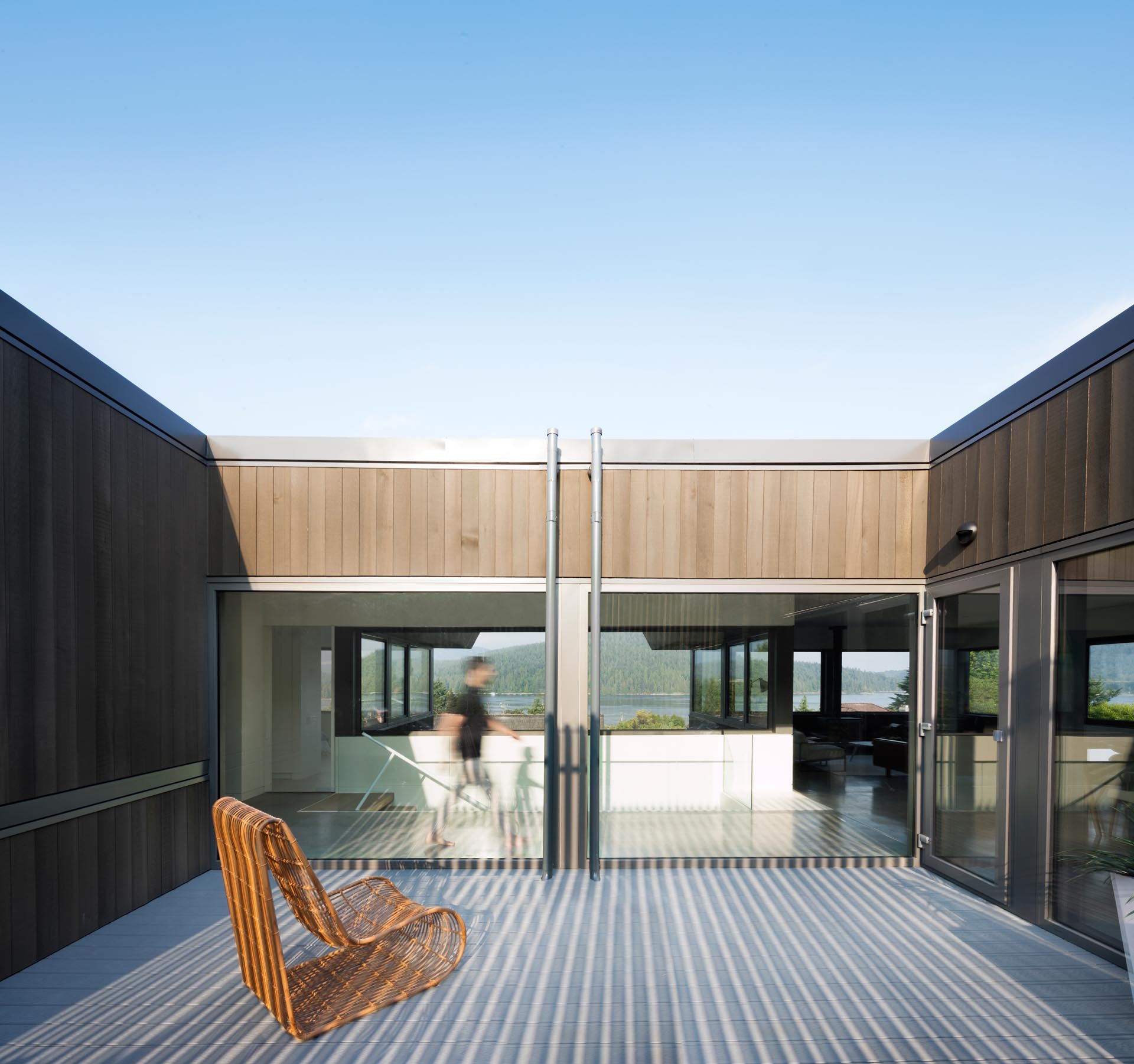 A modern house with a sheltered courtyard.