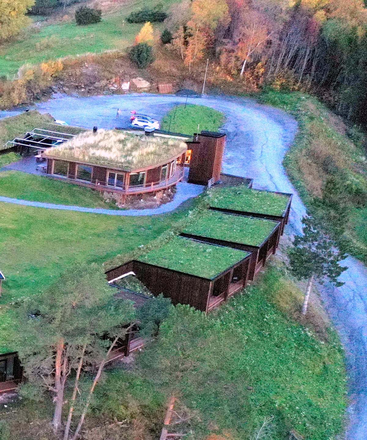 The Øyna Cultural Landscape Hotel in Norway blends into the hillside.