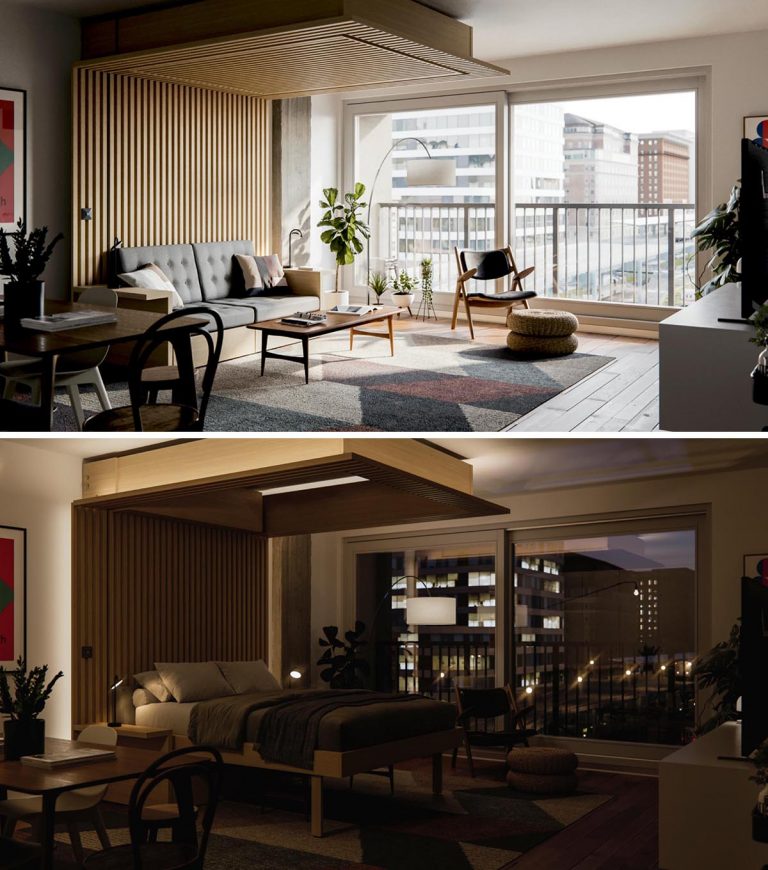 This Bed That Drops Down From The Ceiling Was Designed As A Solution