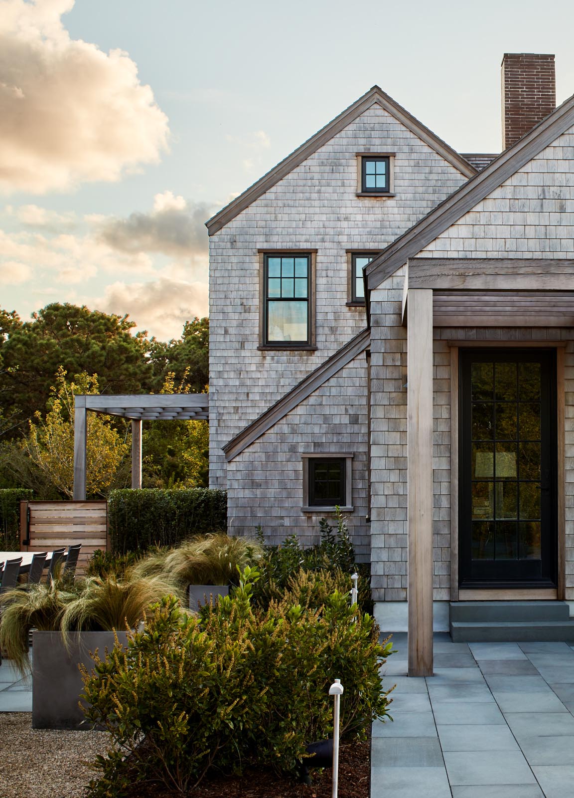 Cedar shingles were used on this beach house as they are a material that weathers and ages beautifully in the local climate.