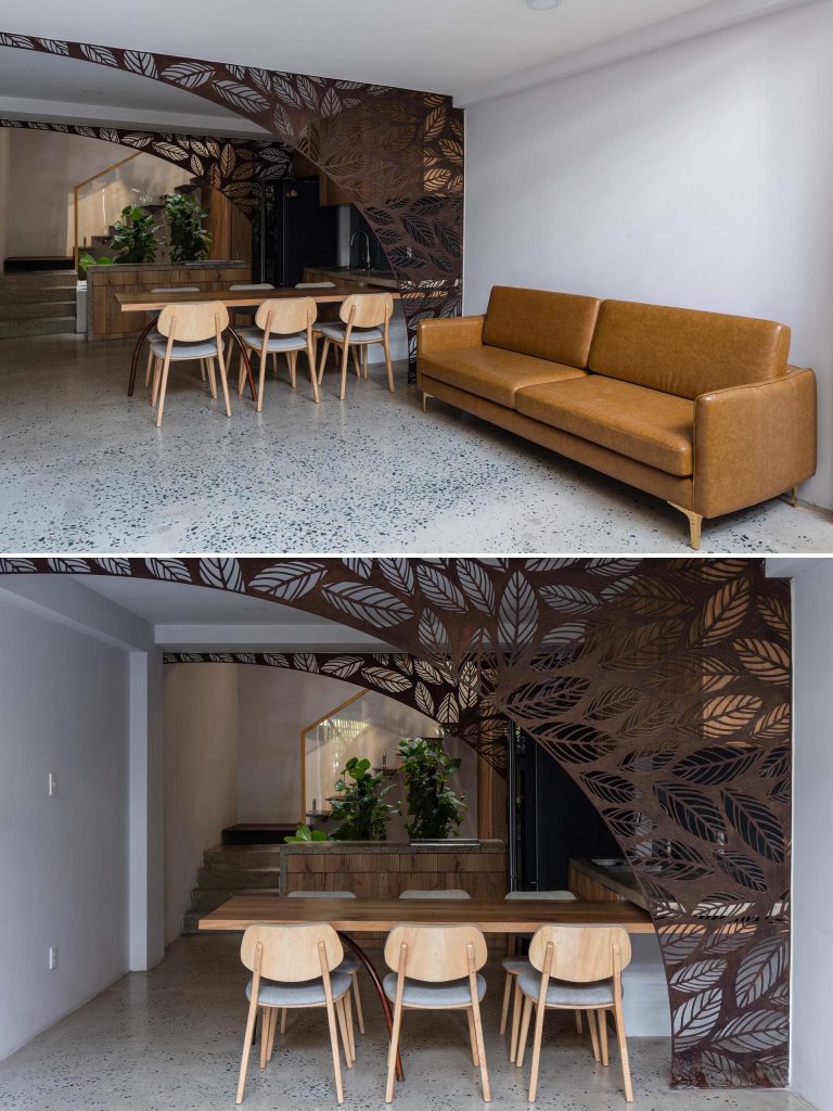 Metal Screens With A Leaf Motif Adorn Both The Interior And Exterior Of ...