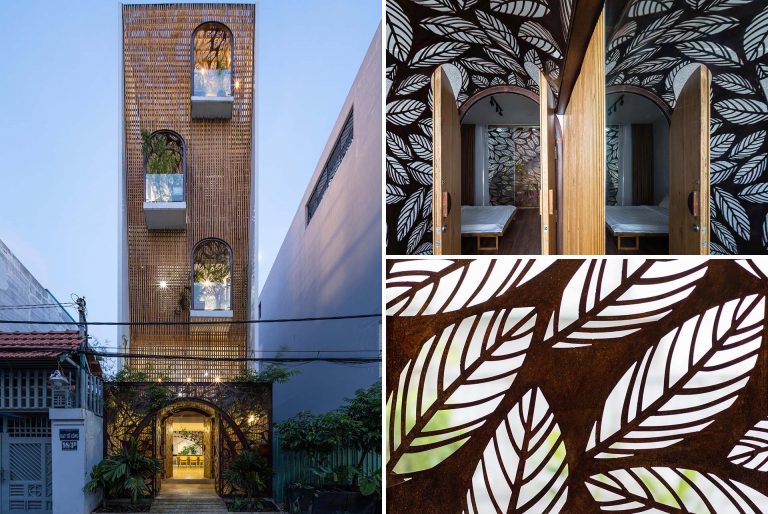 Metal Screens With A Leaf Motif Adorn Both The Interior And Exterior Of This Home