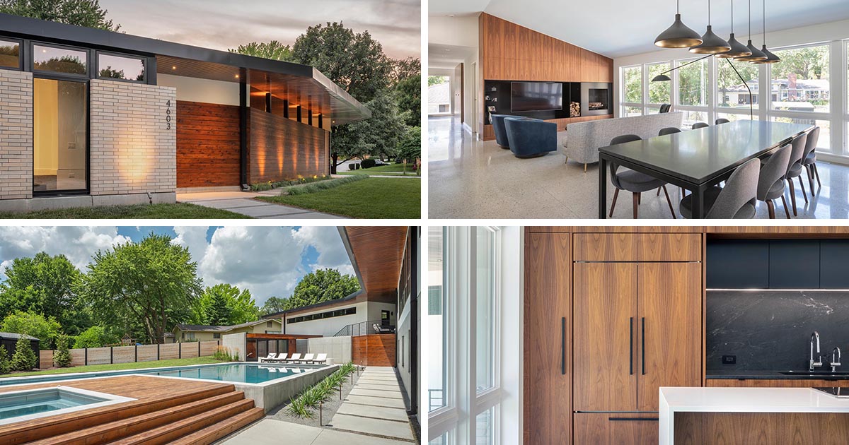 A Brick Exterior And Wood-Filled Interior Are Noticeable Features Of This Mid-Century Modern Inspired Home