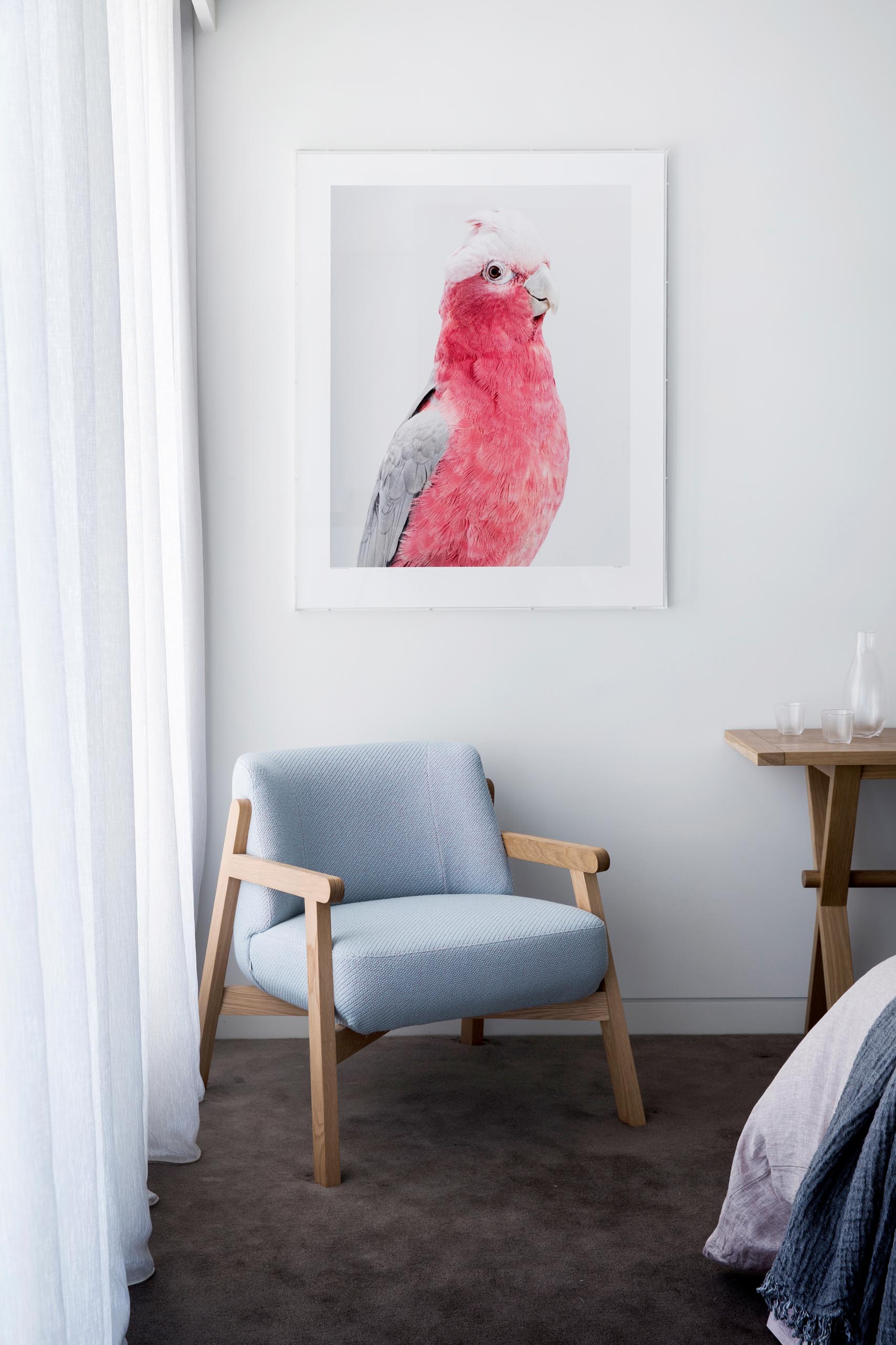 A small sitting area within a master bedroom.