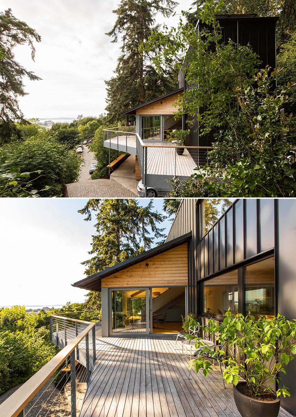 The wrap-around balcony extends the living space of this home.