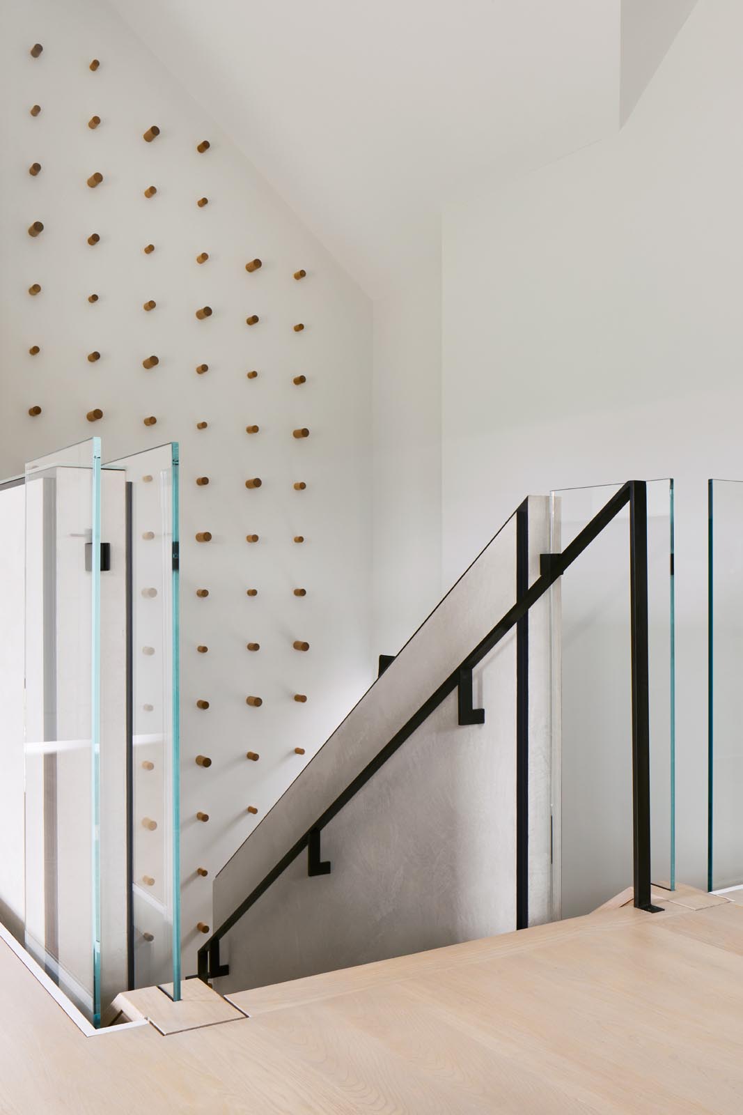 Modern stairs with glass accents.