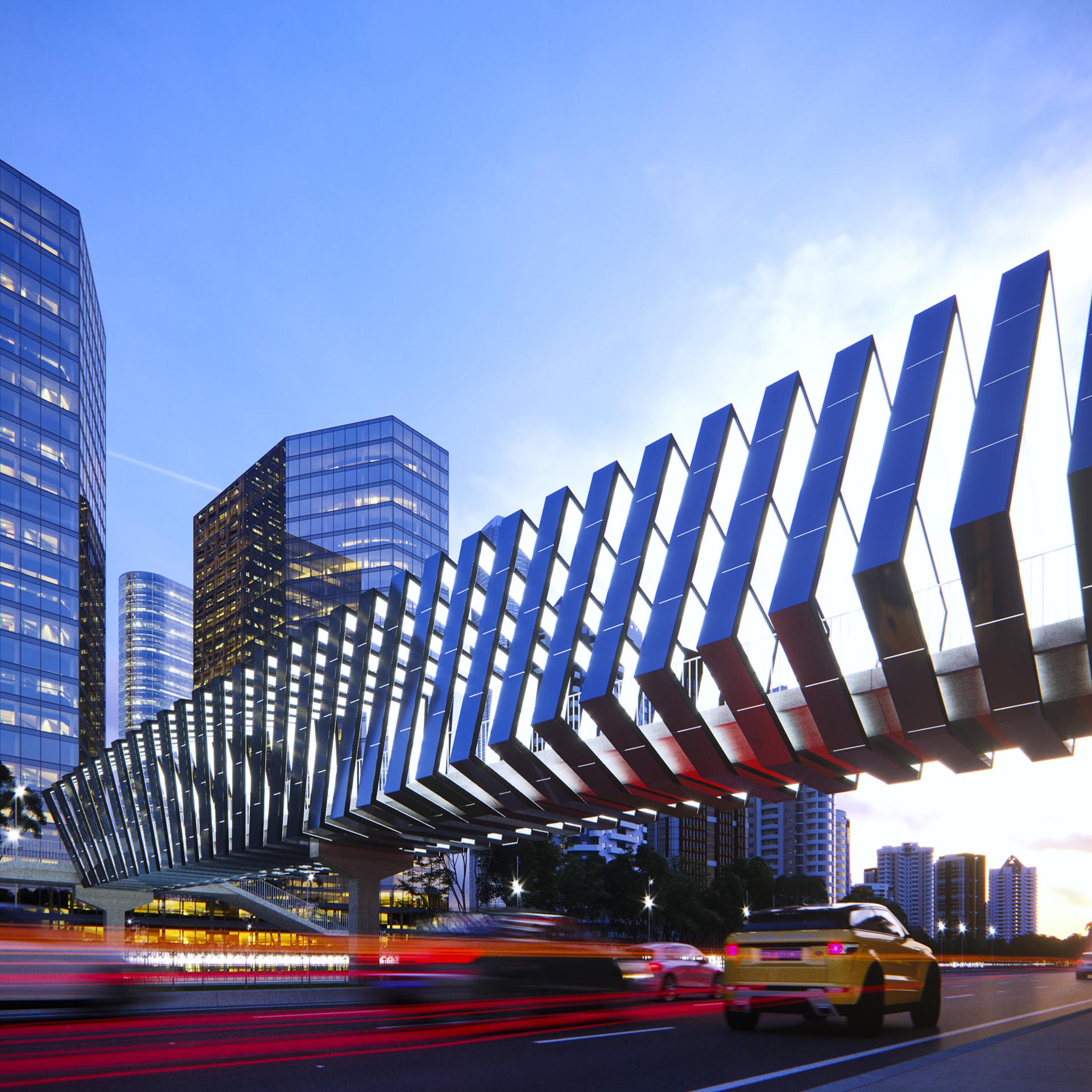 A modern pedestrian bridge.