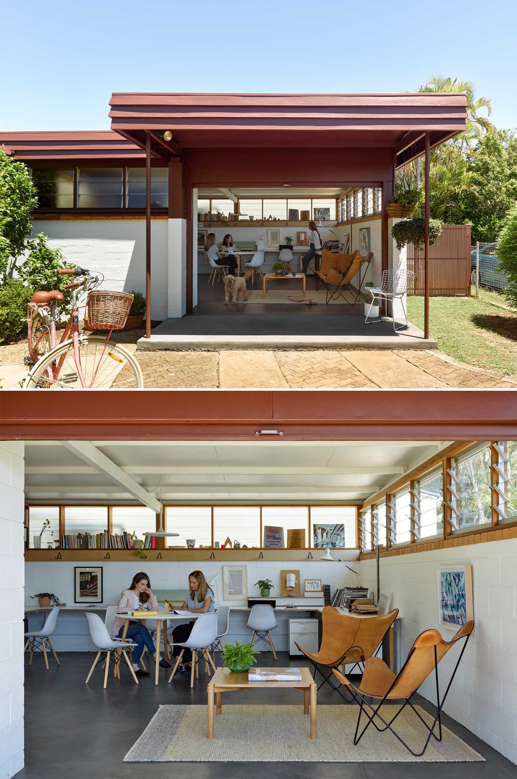 A converted carport acts as an office for 4-5 people, and can be transformed into a secondary suite if needed one day.