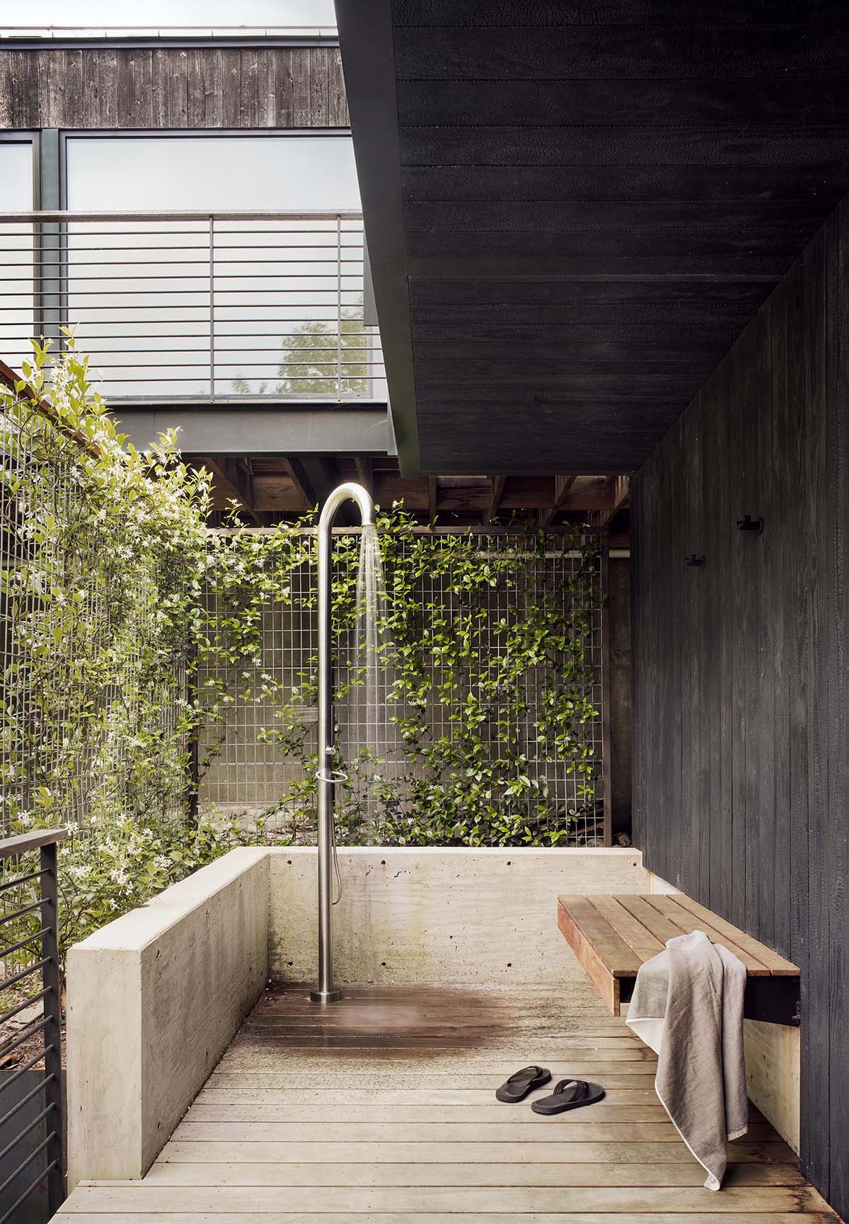 A modern outdoor shower.