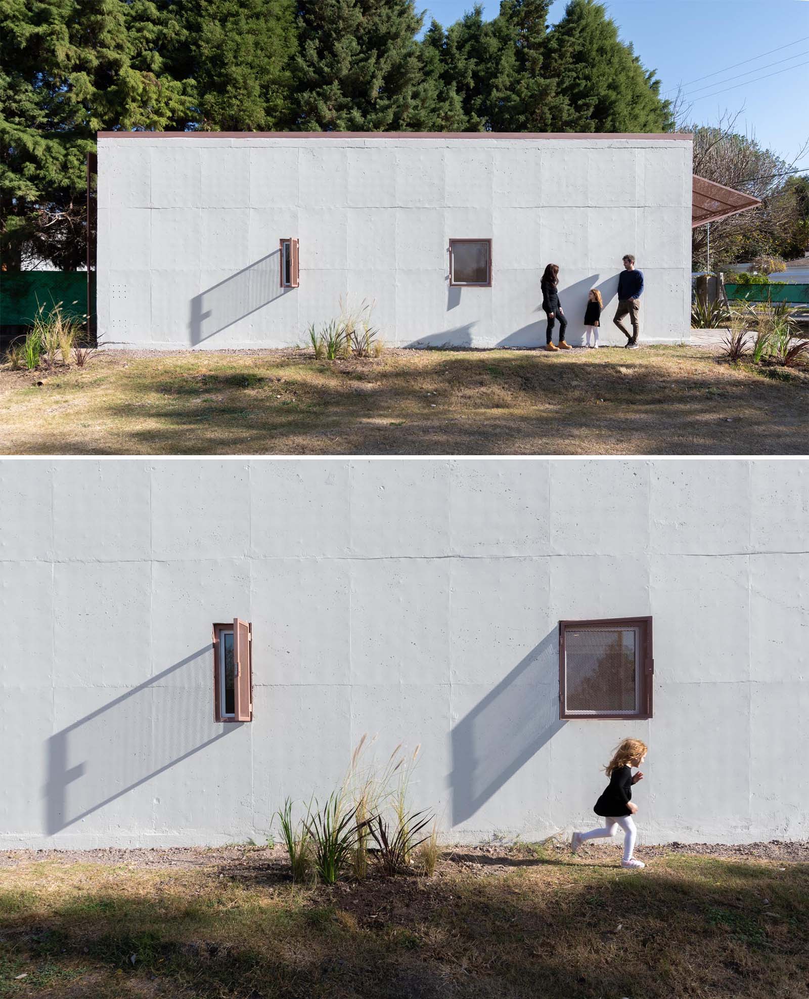 A modern precast concrete relocatable tiny home.