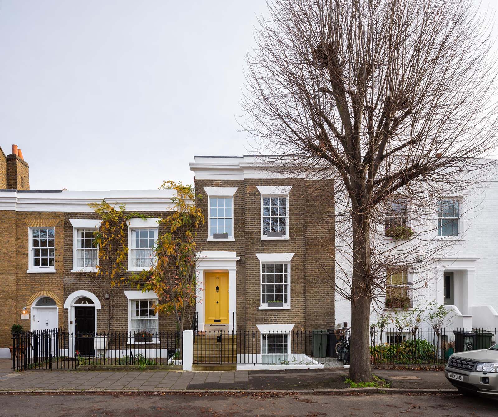 A brick terraced house in London, England.