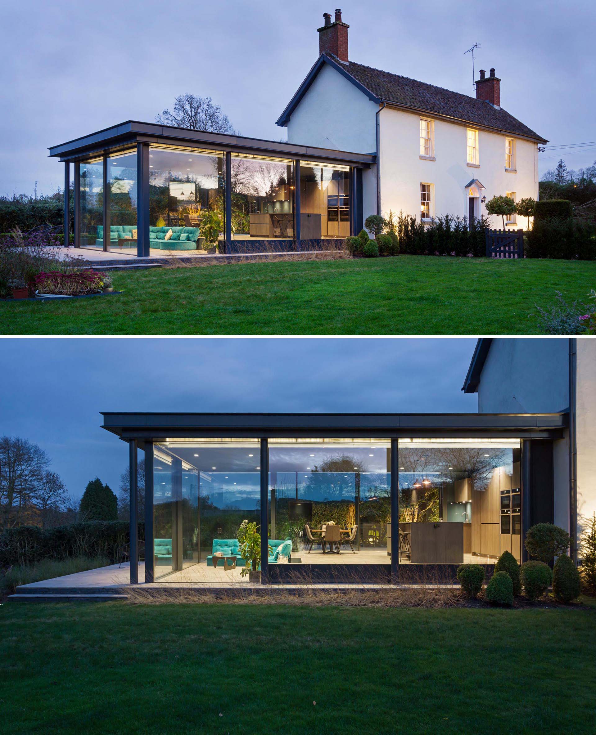 A modern glass addition for a heritage home in England.