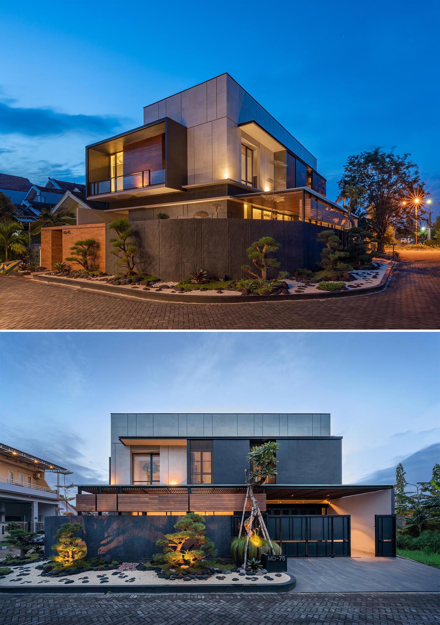 A Zen Garden Wraps Around The Corner Of This House