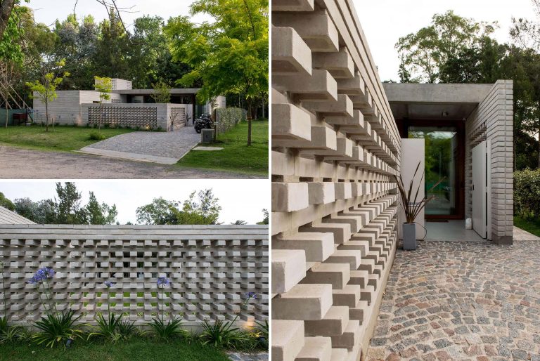 Unique Concrete Walls Act As A Privacy Fence And Allow The Breeze To Pass Through At This Home