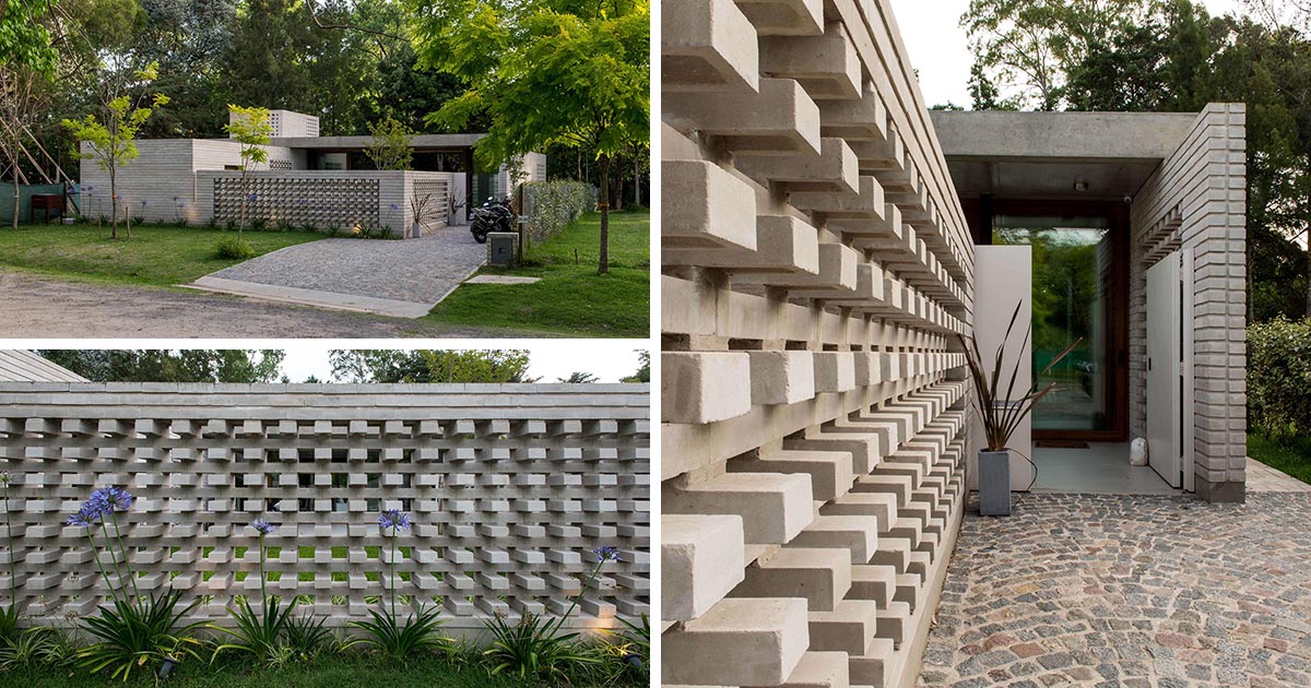Unique Concrete Walls Act As A Privacy Fence And Allow The Breeze To Pass Through At This Home