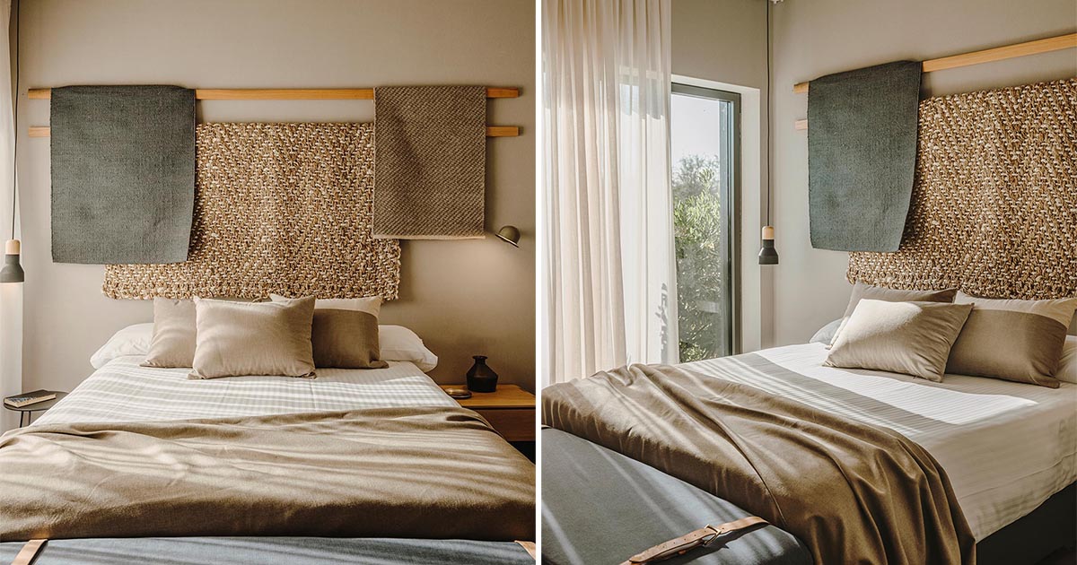 Draped Natural Fabrics Create A Unique Textural Decorative Element On This Bedroom Wall