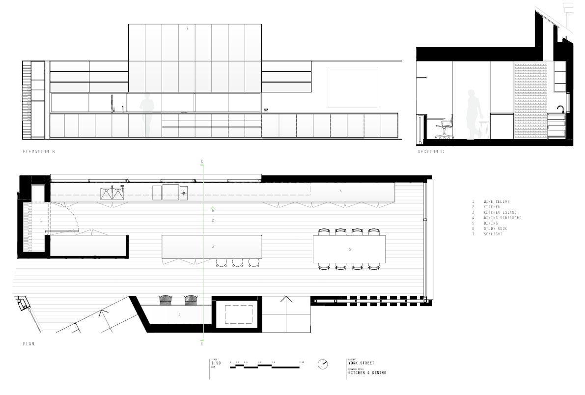 House plans that show how a new addition was built in relation to the original heritage home.