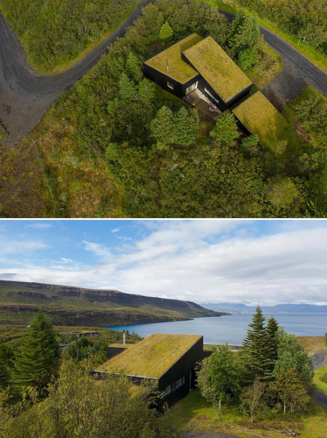 The Green Roof On This Home Helps It Blend Into The Surrounding Landscape