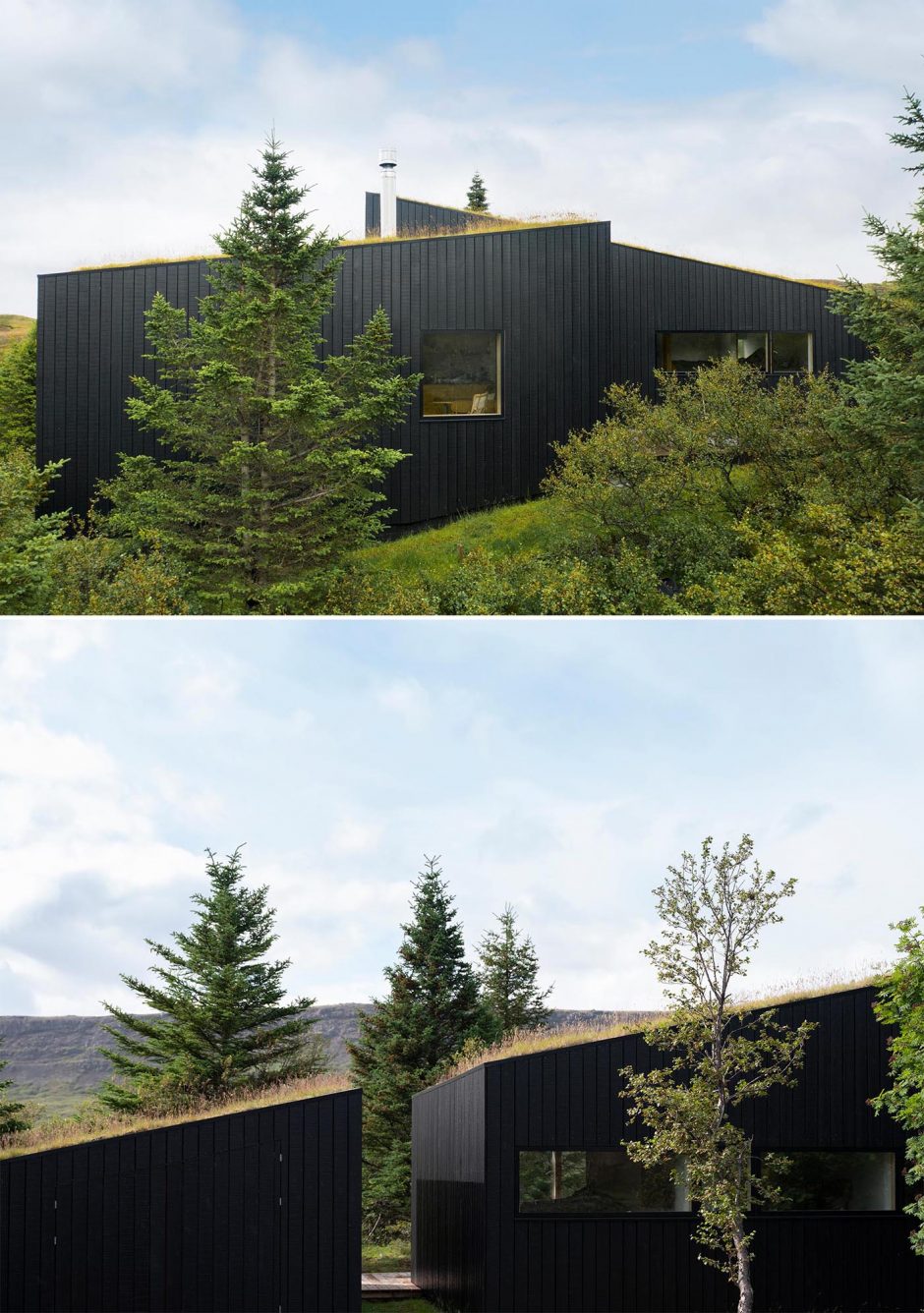 The Green Roof On This Home Helps It Blend Into The Surrounding Landscape