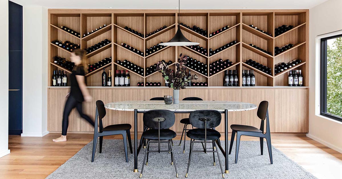 A Custom Designed Wine Storage Wall Is A Central Feature Inside This Remodeled Home