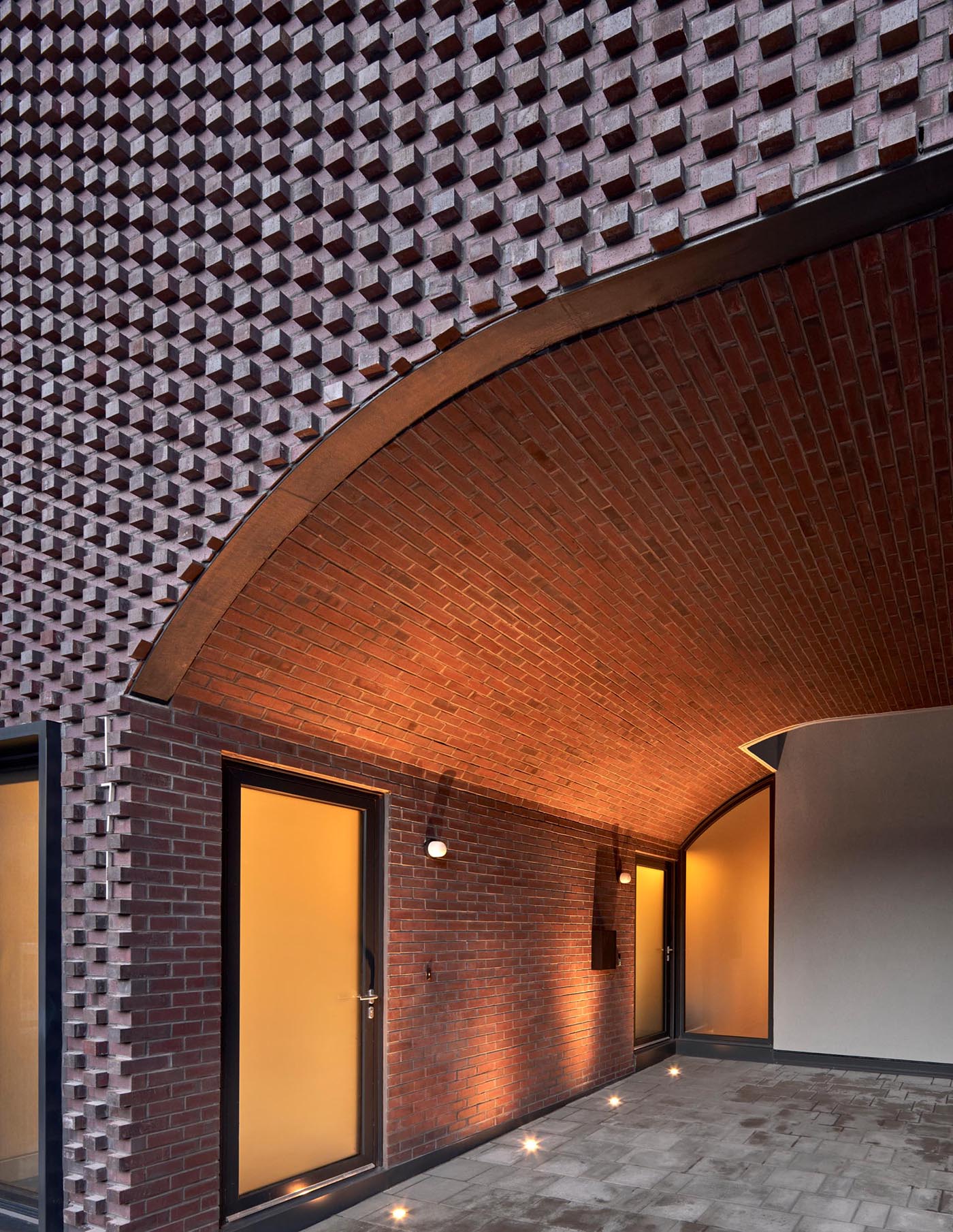 Frosted glass ensures privacy for the ground floor of this modern home, however it still lets the light through.