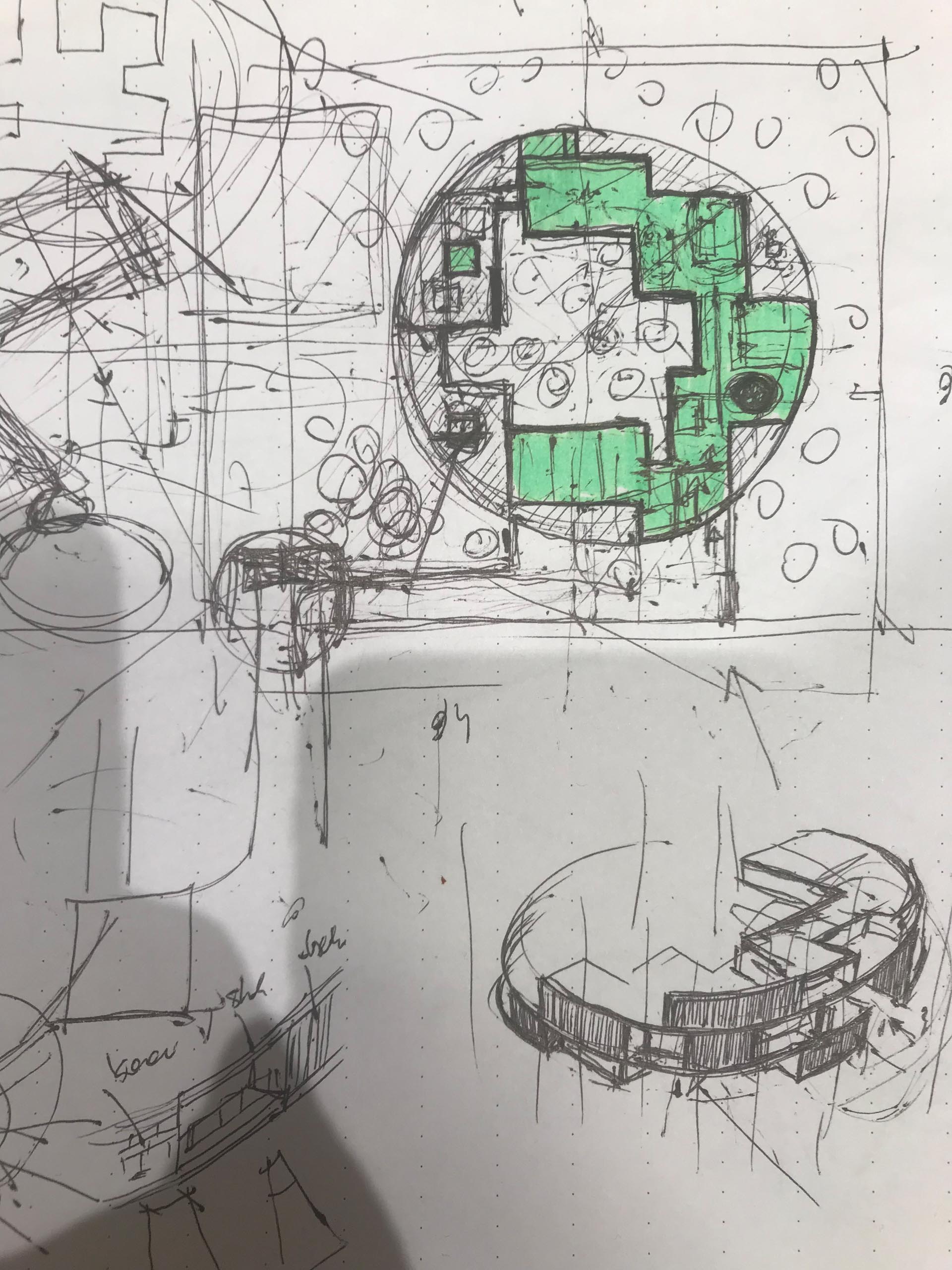 The architect's sketch of a circular home.